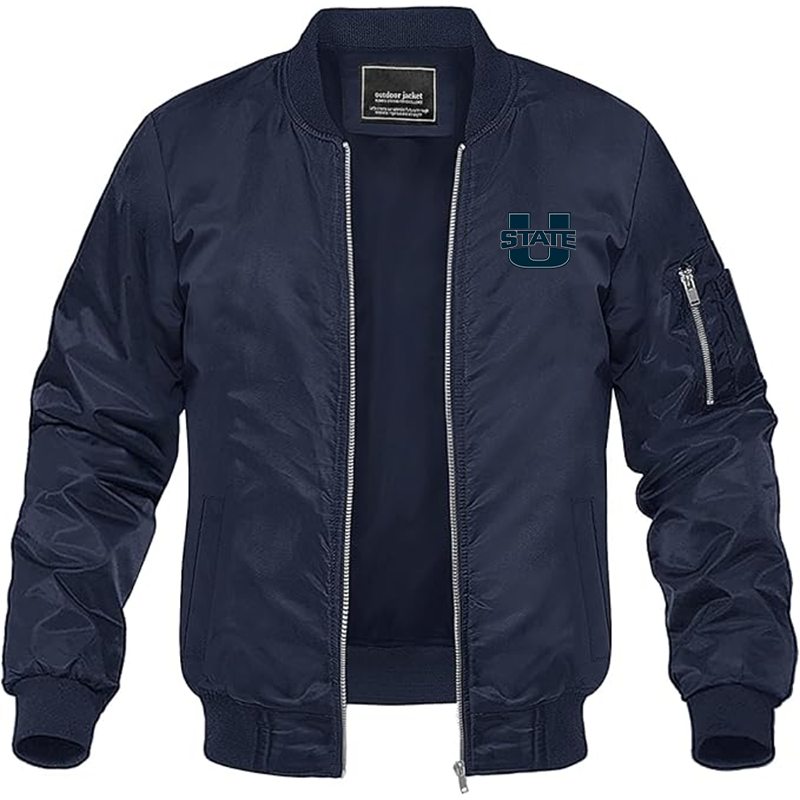 Men's Utah State Aggies  Lightweight Bomber Jacket Windbreaker Softshell Varsity Jacket Coat